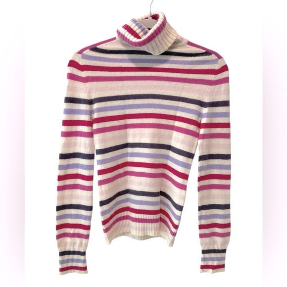 Express Women's Cashmere Striped Turtleneck Long Sleeve Pullover Sweater Size S - Picture 3 of 6